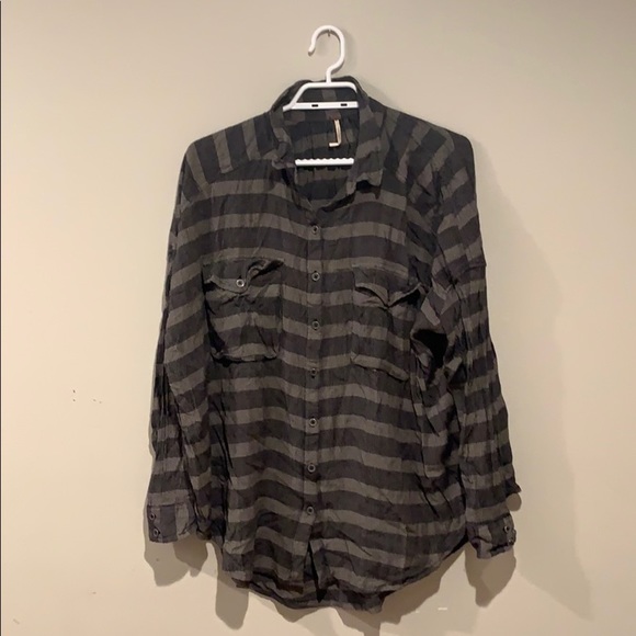 Free People Black and Grey Checkered Shirt - Women’s Size Medium - Picture 3 of 5